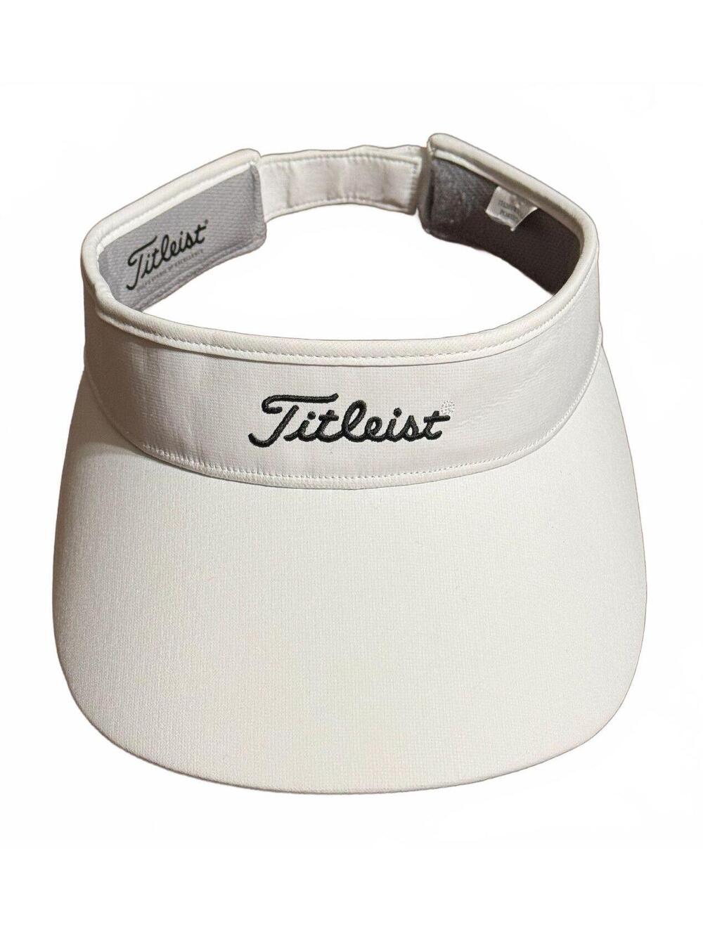 Titleist Womens Golf Visor White Wide Brim Rhinestone Logo Adjustable Hat OSFA